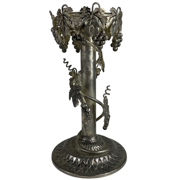 Vintage Silver Plated Grapevine Adorned Candlestick Candle Holder Display 9.5” - Picture 5 of 13